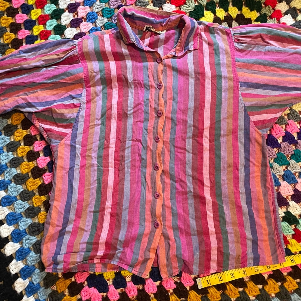 Colorful Striped Button-Up Shirt Vintage